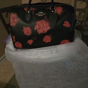 Coach Black and Red Floral Women's Bag